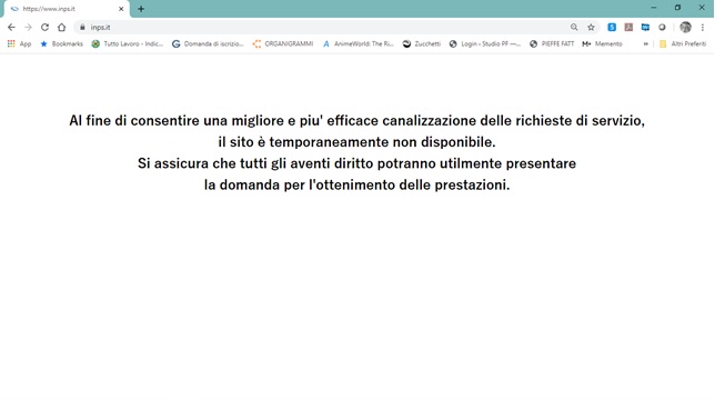 COVID-19 INPS blocco chiuso il sito anche agli intermediari