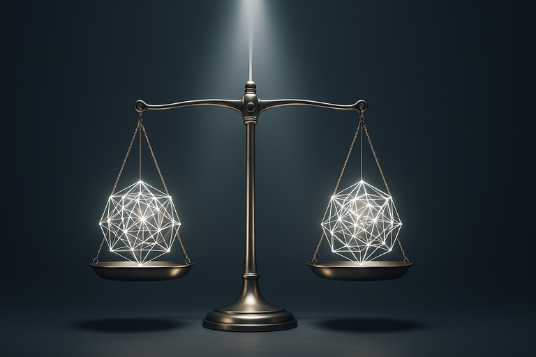 Bilancia in perfetto equilibrio illuminata da un fascio di luce, a simboleggiare la parità e la trasparenza retributiva introdotte dalla Direttiva UE per eliminare il gender pay gap.